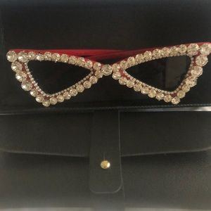 Cat Eye Sunglasses - Black, Red & White